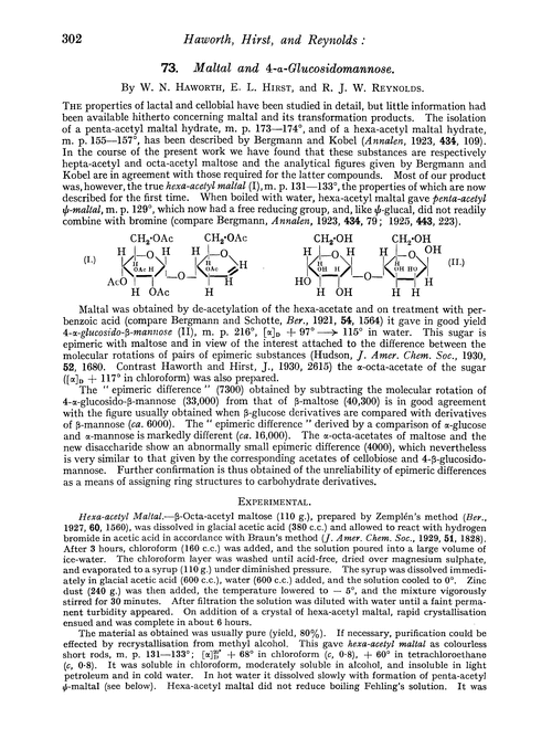 73. Maltal and 4-α-glucosidomannose