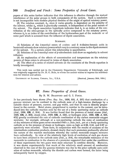 87. Some properties of arced gases