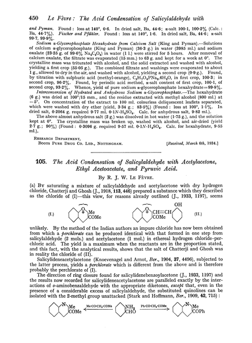 105. The acid condensation of salicylaldehyde with acetylacetone, ethyl acetoacetate, and pyruvic acid