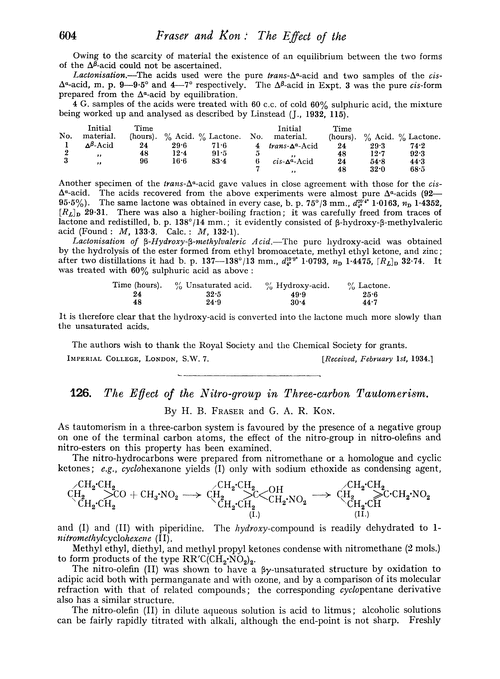 126. The effect of the nitro-group in three-carbon tautomerism