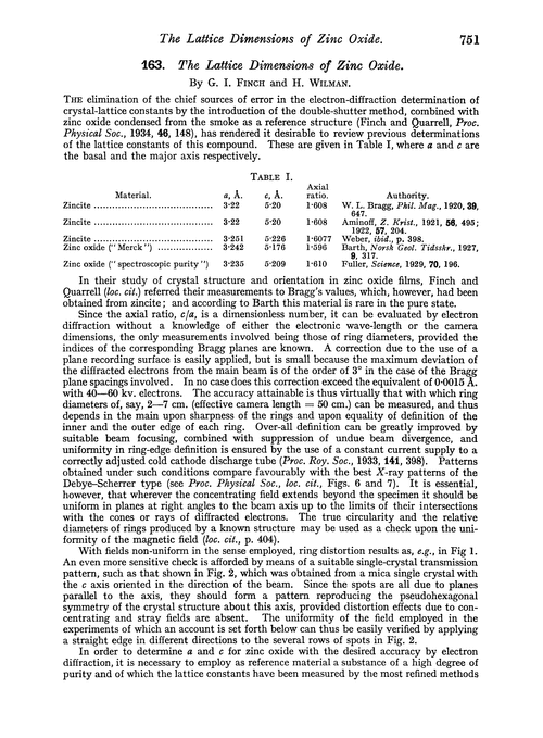 163. The lattice dimensions of zinc oxide