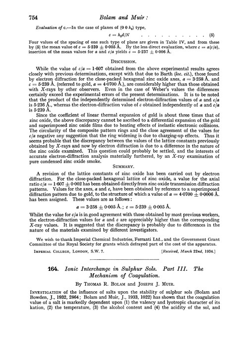 164. Ionic interchange in sulphur sols. Part III. The mechanism of coagulation