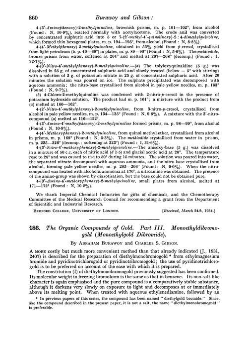 186. The organic compounds of gold. Part III. Monoethyldibromogold (monoethylgold dibromide)