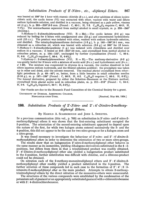 188. Substitution products of 2′-nitro- and 2′ : 4′-dinitro-2-methoxydiphenyl ethers
