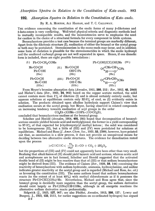 192. Absorption spectra in relation to the constitution of keto–enols