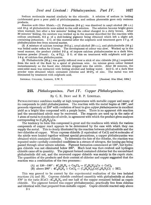 215. Phthalocyanines. Part IV. Copper phthalocyanines