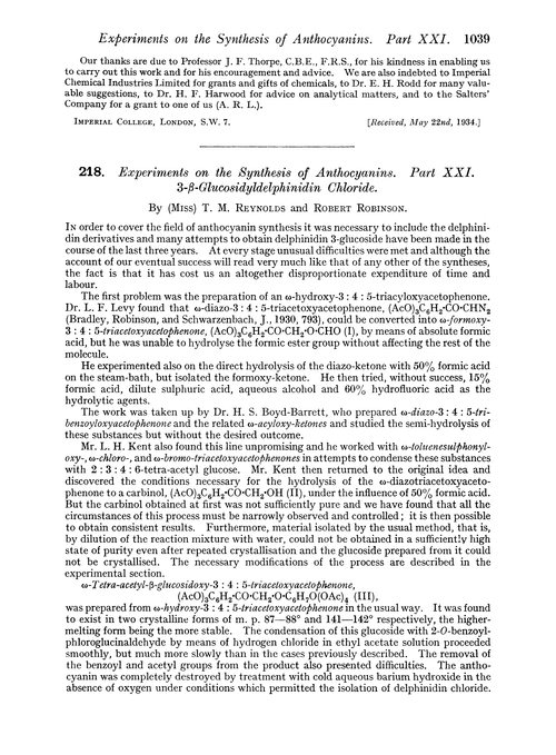 218. Experiments on the synthesis of anthocyanins. Part XXI. 3-β-Glucosidyldelphinidin chloride