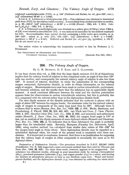 256. The valency angle of oxygen