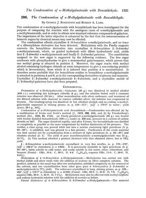 286. The condensation of α-methylgalactoside with benzaldehyde