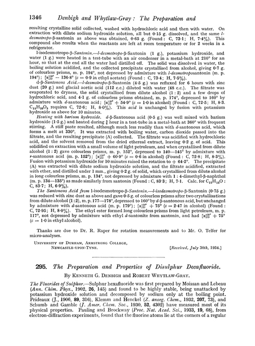 295. The preparation and properties of disulphur decafluoride