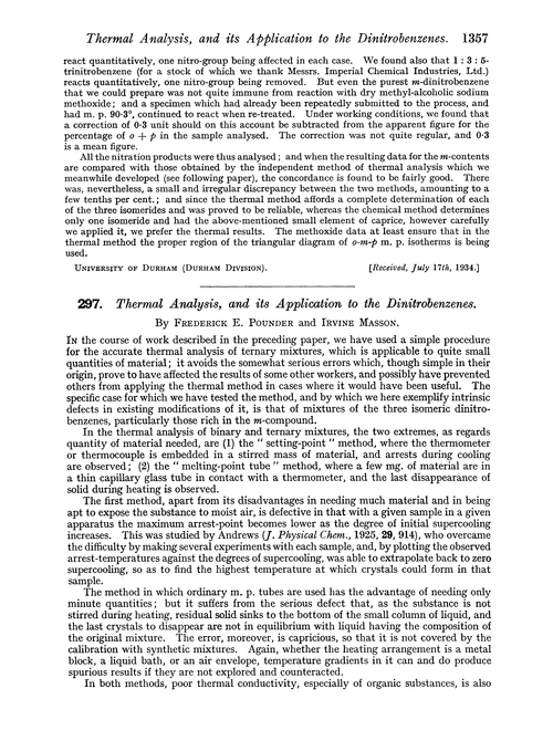 297. Thermal analysis, and its application to the dinitrobenzenes