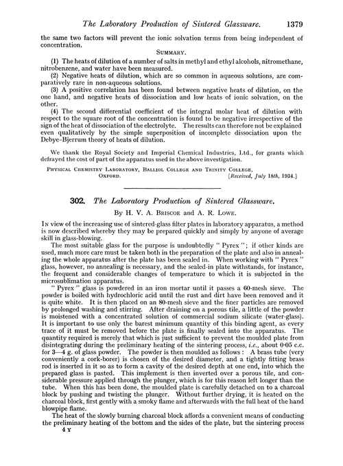 302. The laboratory production of sintered glassware