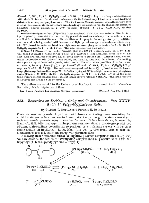 323. Researches on residual affinity and co-ordination. Part XXXV. 2 : 2′ : 2″-Tripyridylplatinum salts