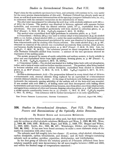 336. Studies in stereochemical structure. Part VII. The rotatory powers and racemisations of the optically active benzoins