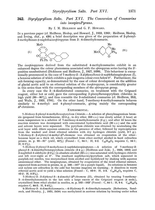 342. Styrylpyrylium salts. Part XVI. The conversion of coumarins into isospiropyrans