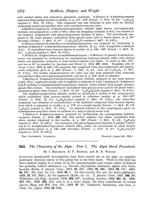 343. The chemistry of the algæ. Part I. The algal sterol fucosterol