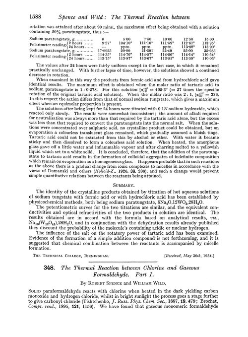 348. The thermal reaction between chlorine and gaseous formaldehyde. Part I