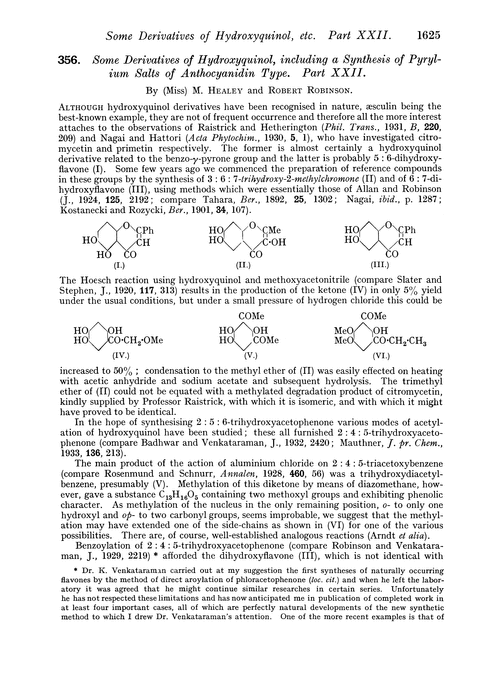 356. Some derivatives of hydroxyquinol, including a synthesis of pyrylium salts of anthocyanidin type. Part XXII