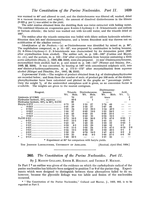 360. The constitution of the purine nucleosides. Part II