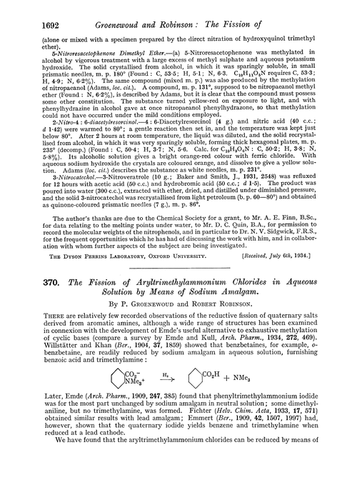 370. The fission of aryltrimethylammonium chlorides in aqueous solution by means of sodium amalgam