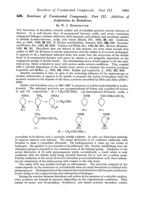 436. Reactions of unsaturated compounds. Part III. Addition of arylamines to butadiene