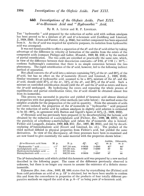 440. Investigations of the olefinic acids. Part XIII. Δ-n-Hexenoic acid and “hydrosorbic” acid