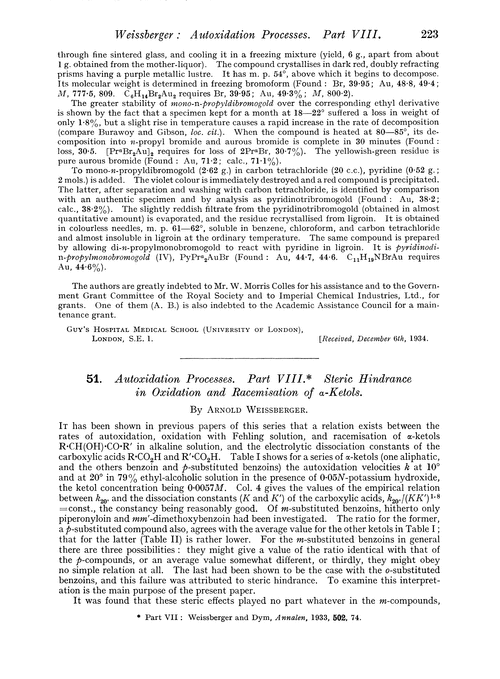 51. Autoxidation processes. Part VIII. Steric hindrance in oxidation and racemisation of α-ketols
