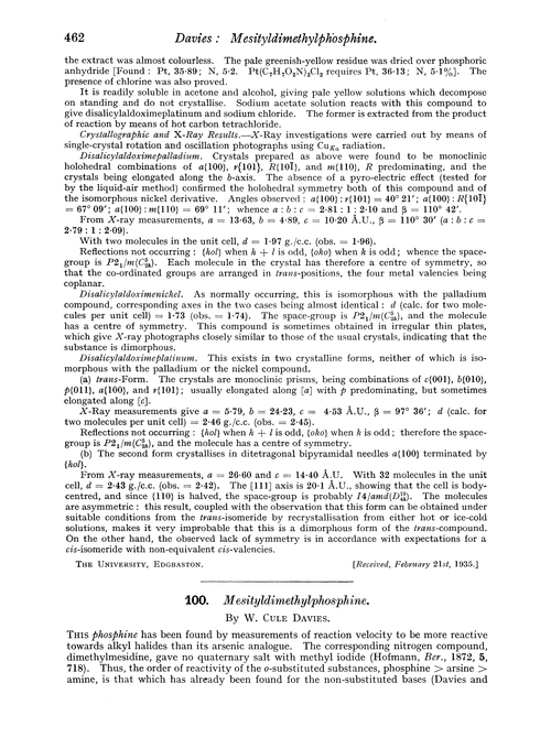 100. Mesityldimethylphosphine