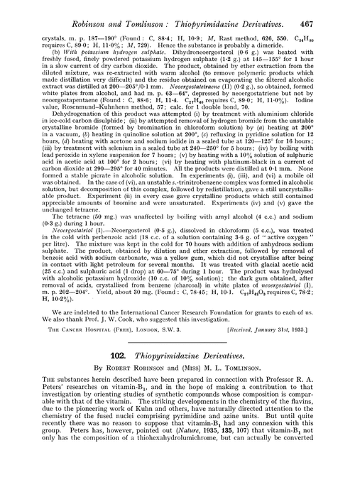 102. Thiopyrimidazine derivatives