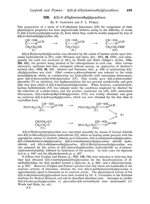 108. 4(5)-β-Alkylaminoethylglyoxalines