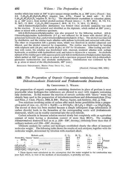 109. The preparation of organic compounds containing deuterium. Dideuteromalonic deuteracid and trideuteracetic deuteracid