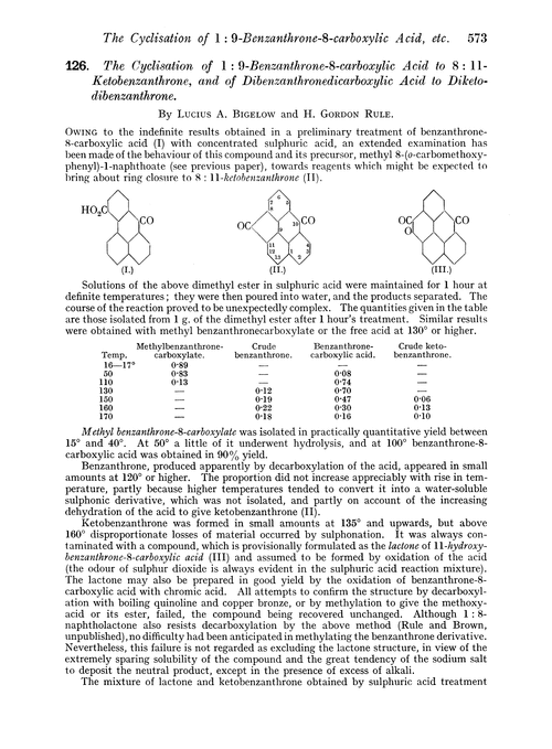 126. The cyclisation of 1 : 9-benzanthrone-8-carboxylic acid to 8 : 11-ketobenzanthrone, and of dibenzanthronedicarboxylic acid to diketo-dibenzanthrone