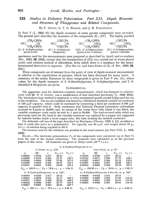 133. Studies in dielectric polarisation. Part XII. Dipole moments and structure of thiopyrones and related compounds