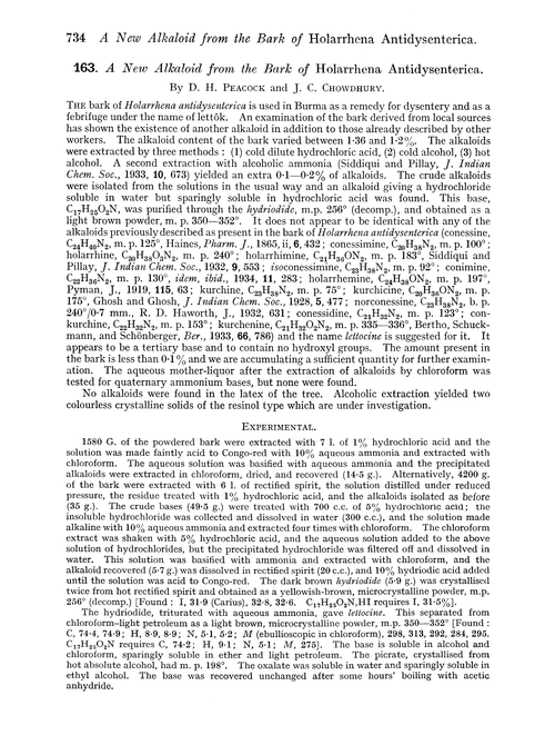 163. A new alkaloid from the bark of Holarrhena antidysenterica