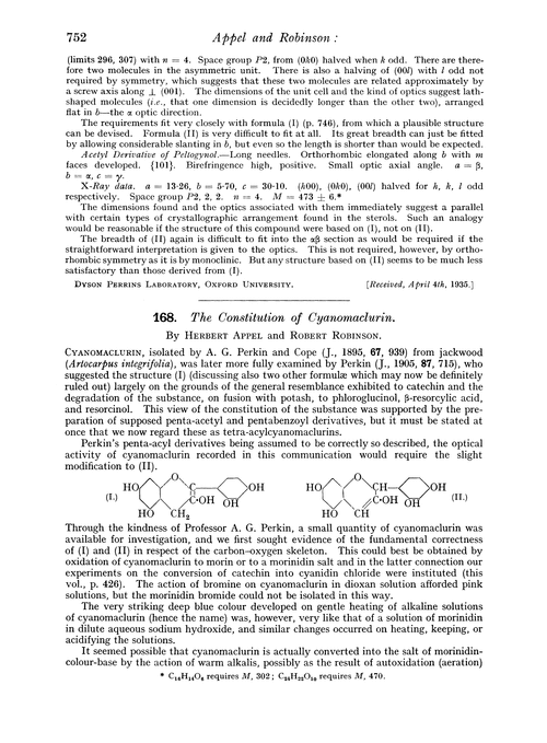 168. The constitution of cyanomaclurin