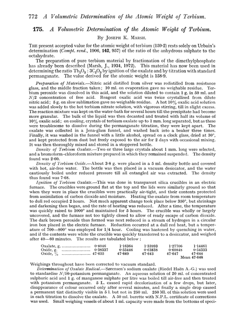 175. A volumetric determination of the atomic weight of terbium