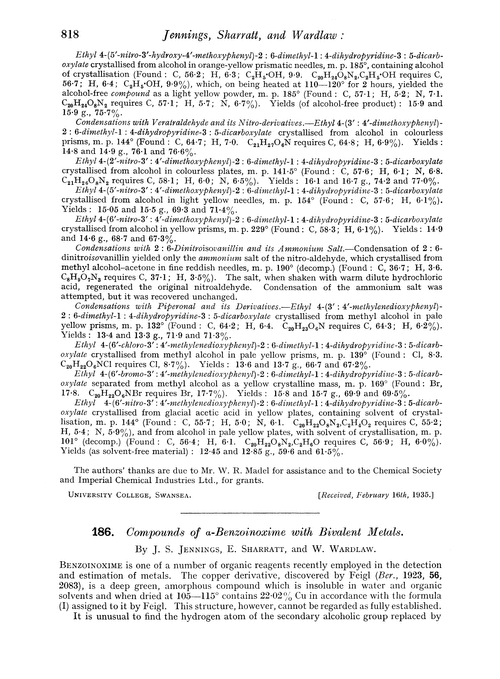 186. Compounds of α-benzoinoxime with bivalent metals