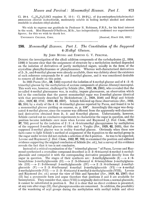 198. Monomethyl hexoses. Part I. The constitution of the supposed 4-methyl glucose