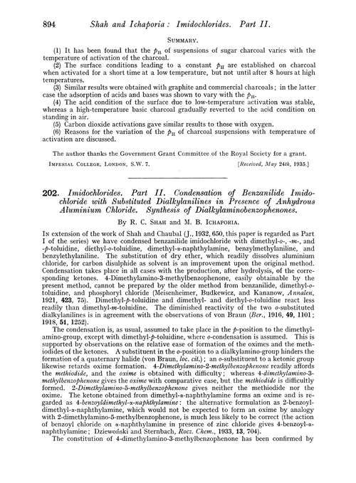 202. Imidochlorides. Part II. Condensation of benzanilide imidochloride with substituted dialkylanilines in presence of anhydrous aluminium chloride. Synthesis of dialkylaminobenzophenones