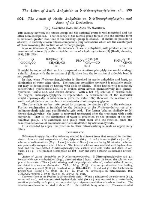 204. The action of acetic anhydride on N-nitrosophenylglycine and some of its derivatives