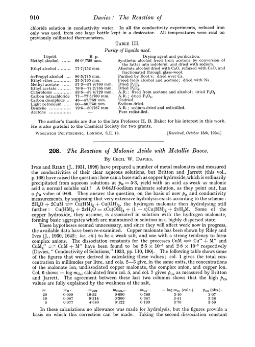 208. The reaction of malonic acids with metallic bases