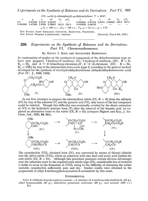 229. Experiments on the synthesis of rotenone and its derivatives. Part VI. Chromenochromones