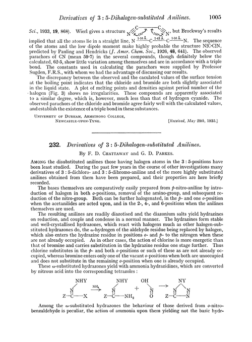 232. Derivatives of 3 : 5-dihalogen-substituted anilines