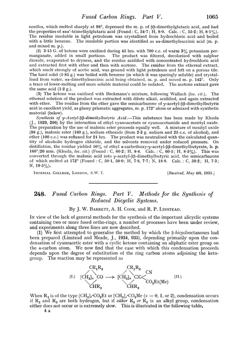 248. Fused carbon rings. Part V. Methods for the synthesis of reduced dicyclic systems