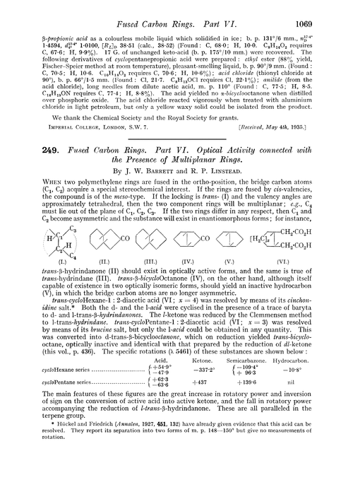 249. Fused carbon rings. Part VI. Optical activity connected with the presence of multiplanar rings