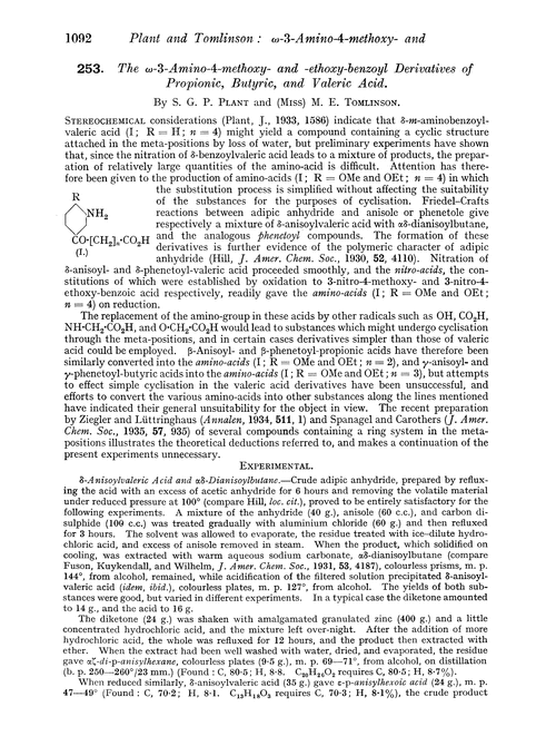 253. The ω-3-amino-4-methoxy- and -ethoxy-benzoyl derivatives of propionic, butyric, and valeric acid