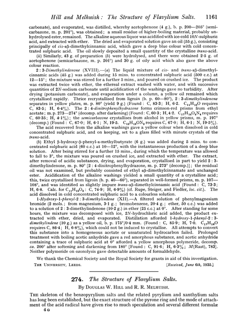 274. The structure of flavylium salts