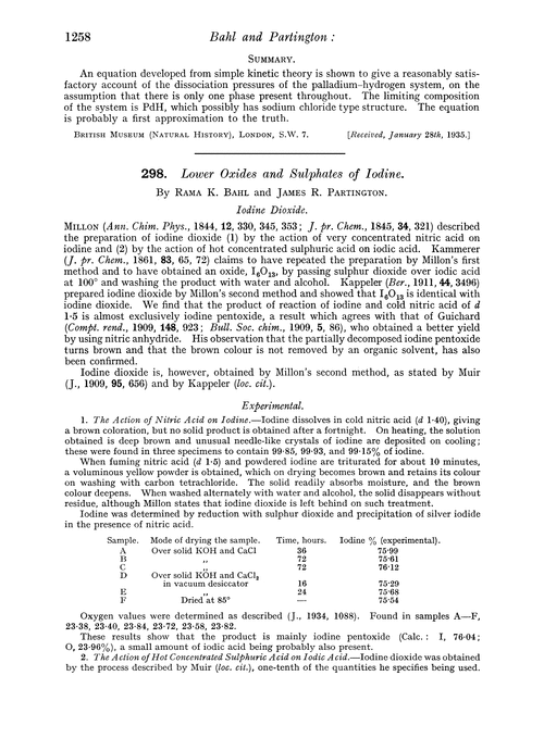 298. Lower oxides and sulphates of iodine