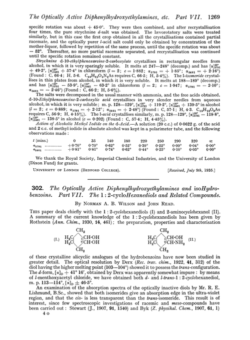 302. The optically active diphenylhydroxyethylamines and isoheydrobenzoins. Part VII. The 1 : 2-cyclo-hexanediols and related compounds