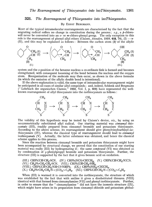321. The rearrangement of thiocyanates into isothiocyanates